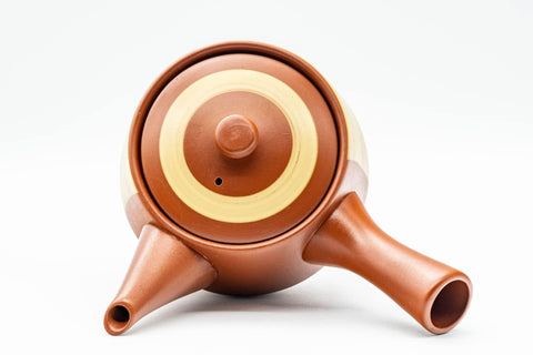 Japanese Tea Set - Mountainous Tokoname-yaki Debeso Kyusu Teapot with 5 White Inner Glazed Yunomi Teacups - Tezumi