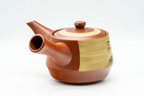 Japanese Tea Set - Mountainous Tokoname-yaki Debeso Kyusu Teapot with 5 White Inner Glazed Yunomi Teacups - Tezumi