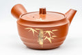 Tezumi — Japanese Tea Set - Gold Bamboo Tokoname-yaki Debeso Kyusu Teapot with 5 Yunomi Teacups — closeup of the decoration