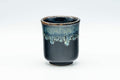 Japanese Teacup - Jet Black Hare's Fur Drip Glazed Guinomi - 60ml - Tezumi