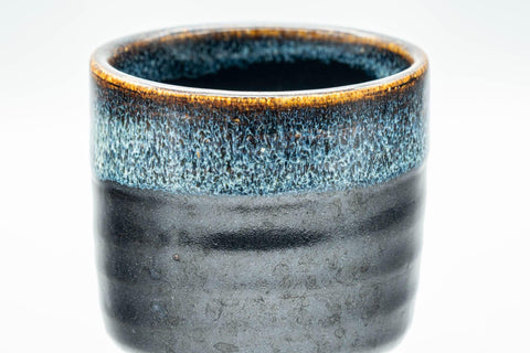 Japanese Teacup - Blue Hare's Fur Jet Black Glazed Yunomi - 170ml - Tezumi
