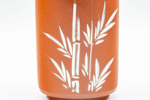 Japanese Teacups - Pair of White Bamboo Tokoname-yaki Meoto Yunomi - Tezumi