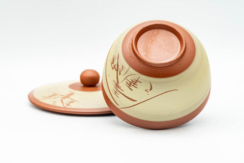 Tezumi — Japanese Teacup - Mountainous Tokoname-yaki Lidded Yunomi - 100ml — tipped to show the interior