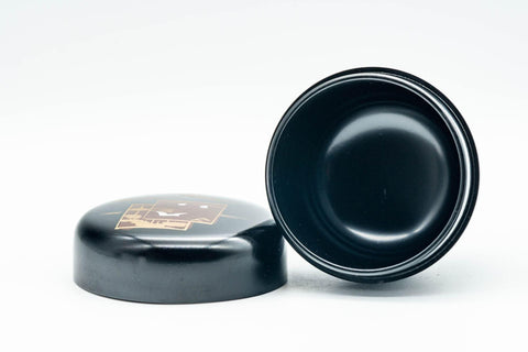 Japanese Natsume - Black Motifs Urushi Lacquer Matcha Tea Caddy - 100ml - Tezumi