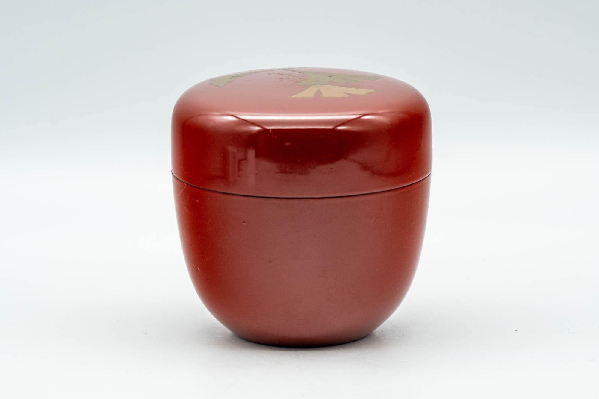 Japanese Natsume - Ginkgo Leaves Red Lacquer Matcha Tea Caddy - 100ml - Tezumi
