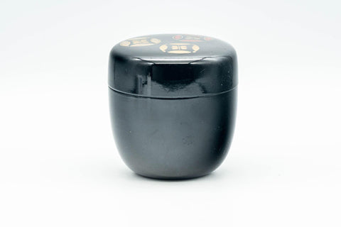 Tezumi — Japanese Natsume - Gold and Red Emblemed Black Lacquer Matcha Tea Caddy - 100ml — top-down view showing the interior