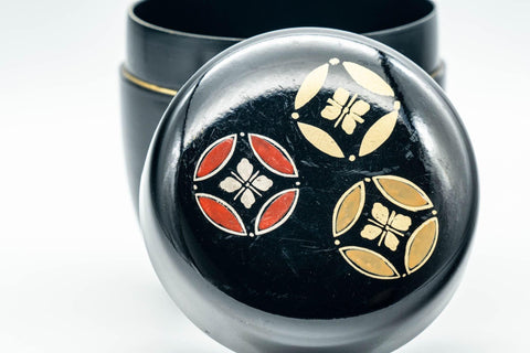 Tezumi — Japanese Natsume - Gold and Red Emblemed Black Lacquer Matcha Tea Caddy - 100ml — additional view