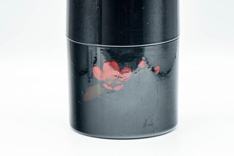 Japanese Chazutsu - Red Floral Black Lacquer Tea Canister - 350ml - Tezumi