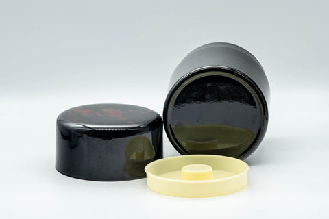 Japanese Chazutsu - Red Floral Black Lacquer Tea Canister - 350ml - Tezumi