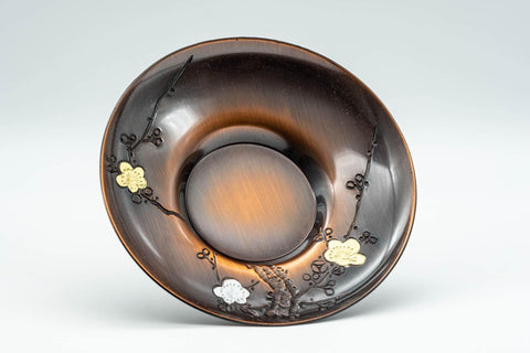 Japanese Chataku - Set of 5 齋山堂 純銅製 Saizando Floral Copper Tea Saucers - Tezumi