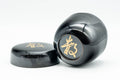 Japanese Natsume - ね Hentaigana Black Lacquer Matcha Tea Caddy - 100ml - open natsume viewed from above