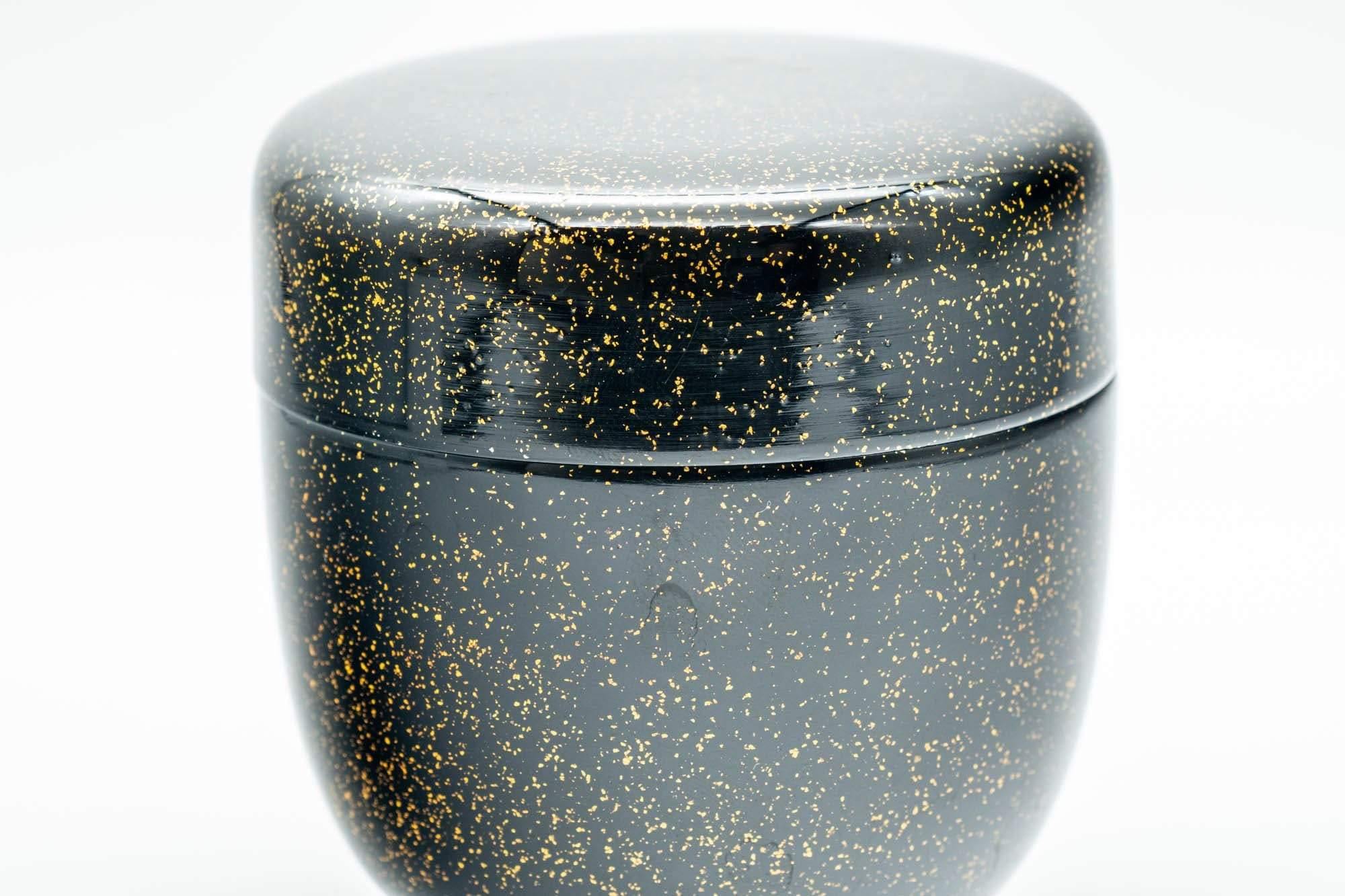 Japanese Natsume - Gold Speckled Black Lacquer Matcha Tea Caddy - 100ml - Tezumi