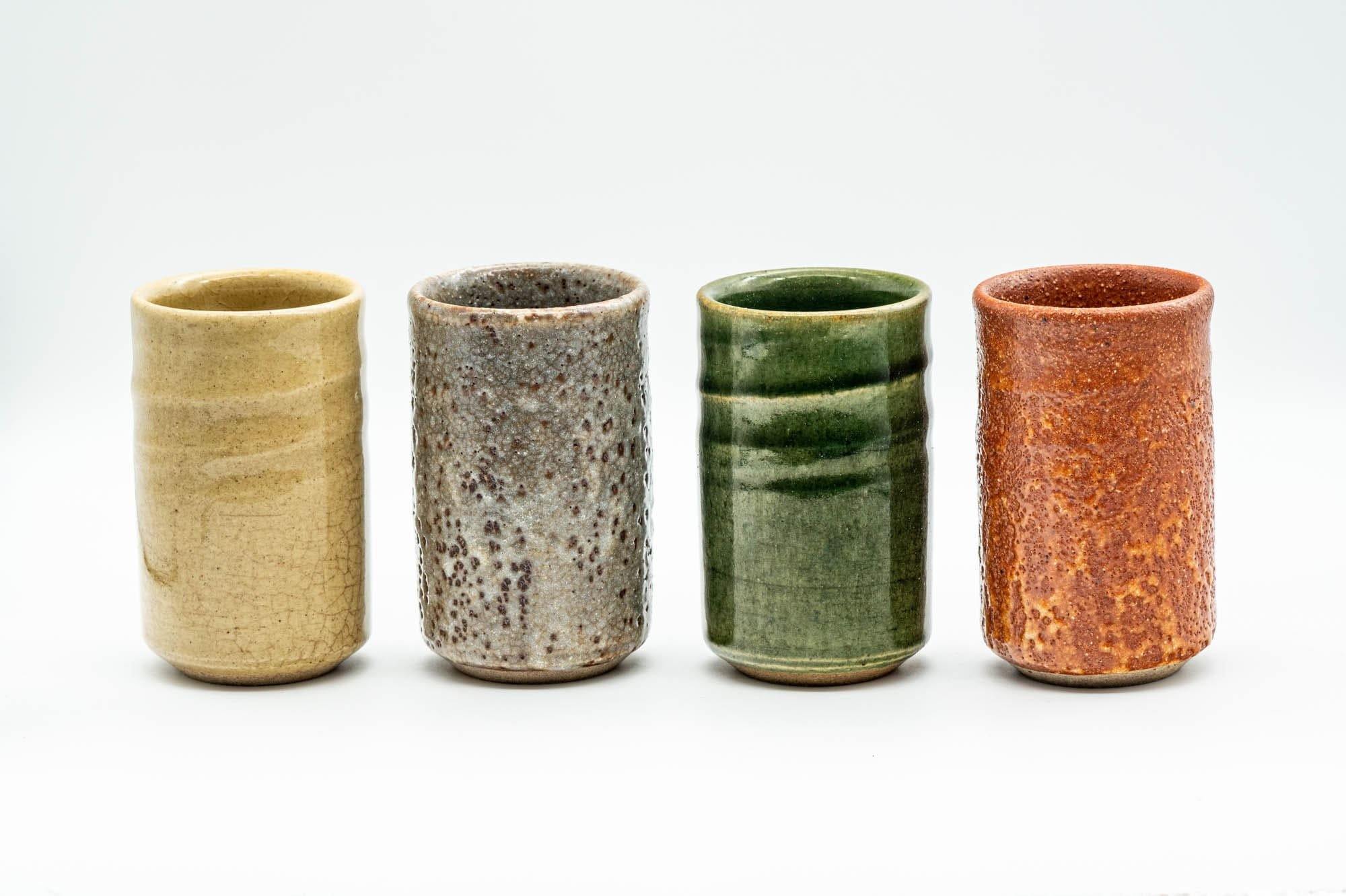 Japanese Teacup Set - 4 Uniquely Glazed Tsutsu-gata Yunomi - 125ml - Tezumi