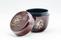 Japanese Natsume - Floral Red Burgundy Lacquer Matcha Tea Caddy - 100ml - Tezumi