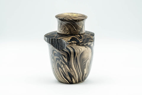Japanese Chatsubo - Suminagashi Marbled Wooden Tea Canister - 200ml - Tezumi