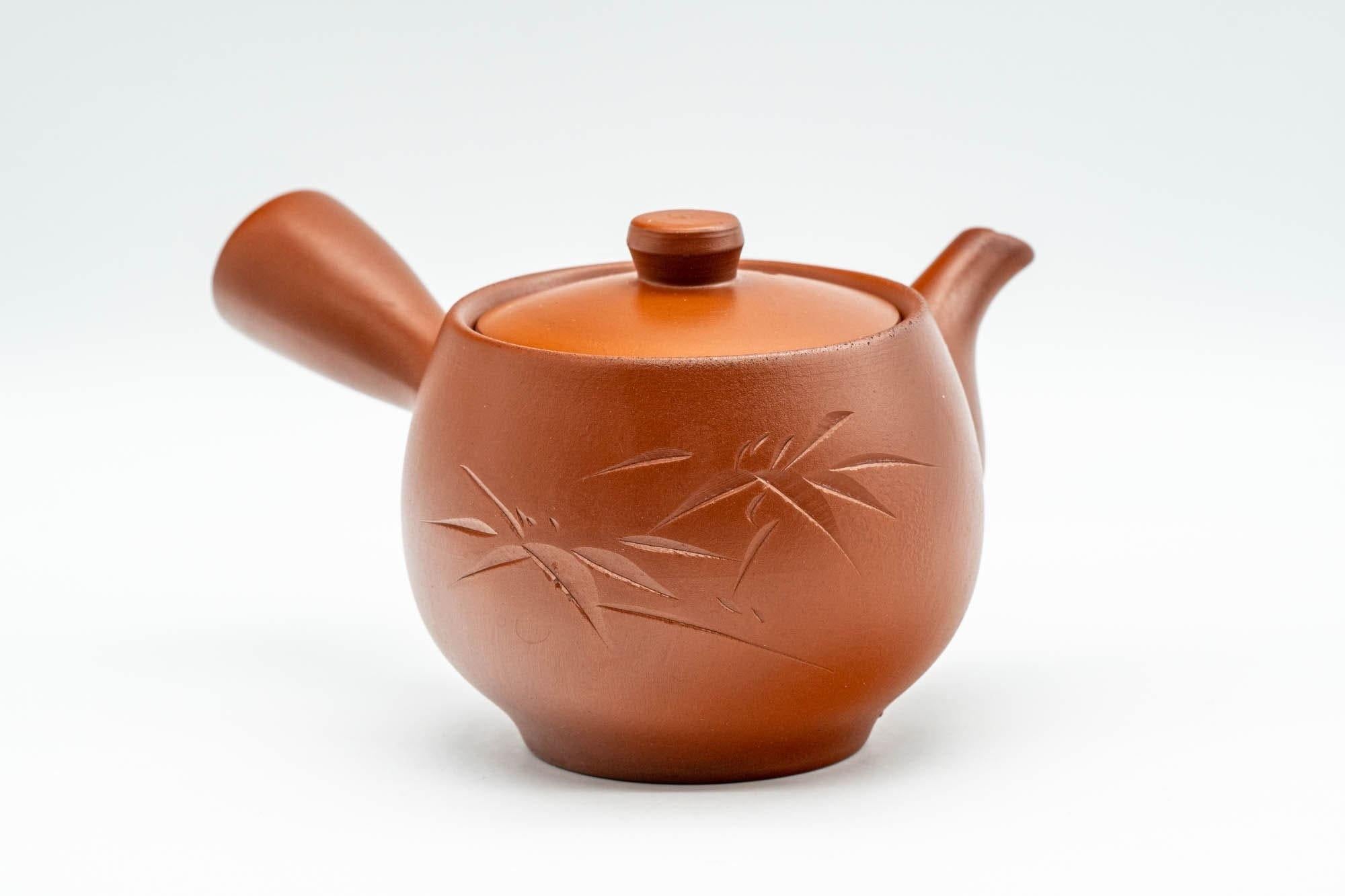 Japanese Kyusu - Bamboo Engraved Tokoname-yaki Debeso Teapot - 180ml - Tezumi