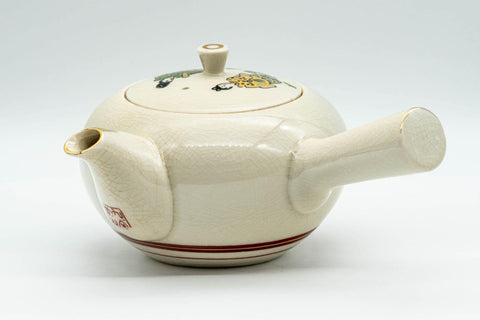 Tezumi — Japanese Kyusu - Golden Villagers Kutani-yaki Debeso Teapot - 300ml — side view showing the spout