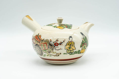 Tezumi — Japanese Kyusu - Golden Villagers Kutani-yaki Debeso Teapot - 300ml — three-quarter view