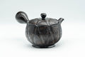 Tezumi — Japanese Kyusu - Textured Black Kurodei Tokoname-yaki Teapot - 250ml — top-down view of the lid