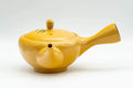 Tezumi — Japanese Kyusu - Floral Yellow Tokoname-yaki Teapot - 300ml — three-quarter view from the opposite side
