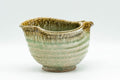 Tezumi — Japanese Katakuchi - Beige Green Crazed Glazed Tea Pouring Bowl - 400ml — top-down view of the interior