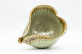 Tezumi — Japanese Katakuchi - Beige Green Crazed Glazed Tea Pouring Bowl - 400ml — tipped to show the interior