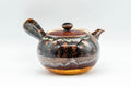 Tezumi — Japanese Tea Set - Drip Glazed Arita-yaki Debeso Kyusu Teapot with 4 Yunomi Teacups — the cups grouped together