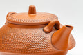 Japanese Tea Set - Morishita Gisen - Tokoname-yaki Debeso Dobin Teapot with 5 Yunomi Teacups - view of the teapot showing the hobnail-textured body and spout