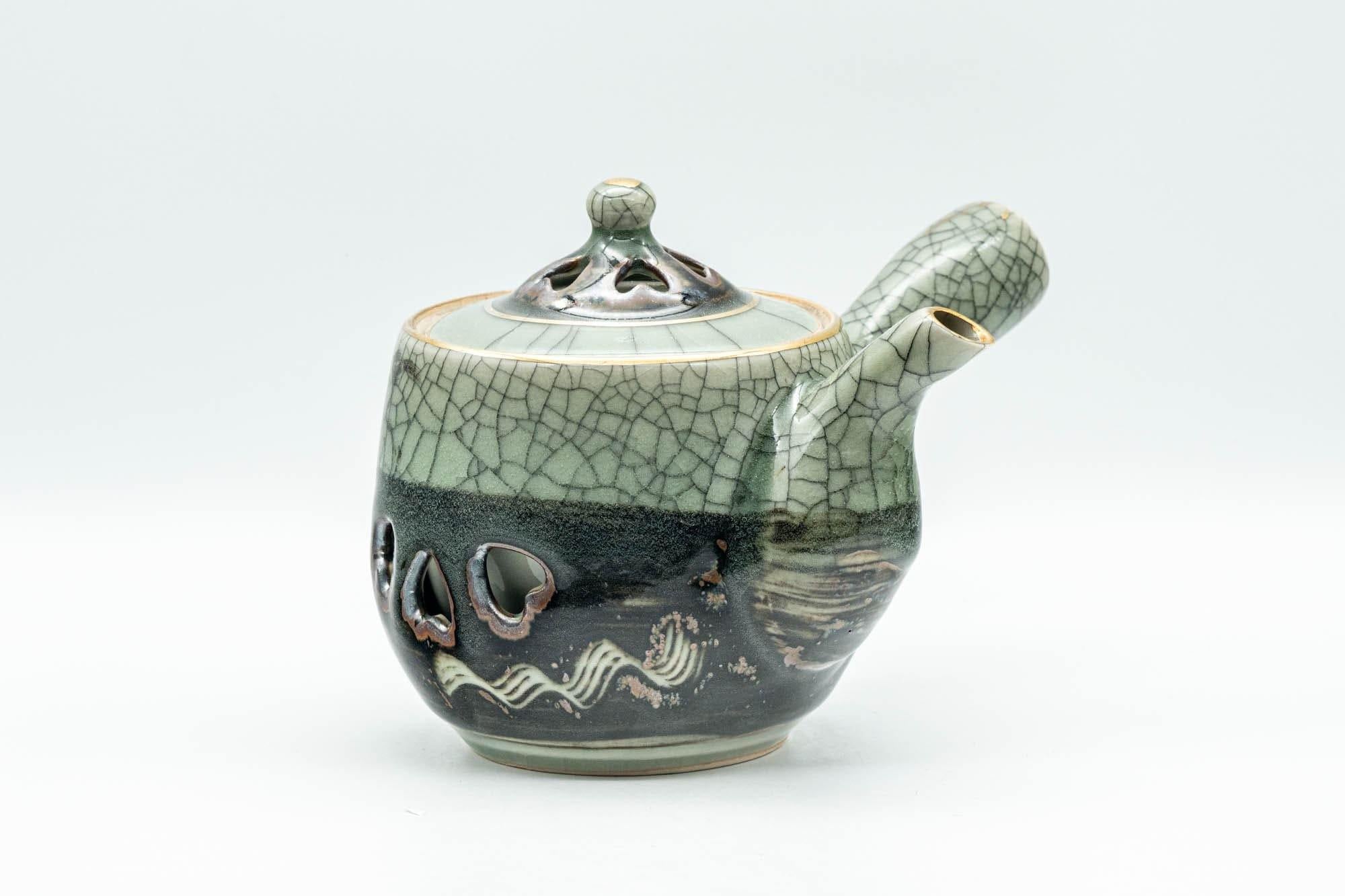 Japanese Tea Set - Obori Soma-yaki Double-walled Kyusu Teapot with 3 Yunomi Teacups - Tezumi