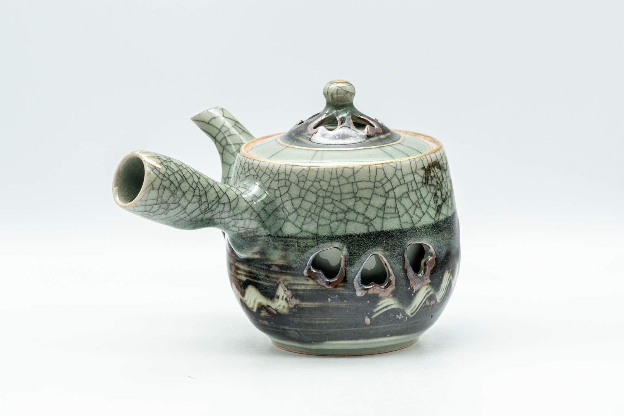 Japanese Tea Set - Obori Soma-yaki Double-walled Kyusu Teapot with 3 Yunomi Teacups - Tezumi