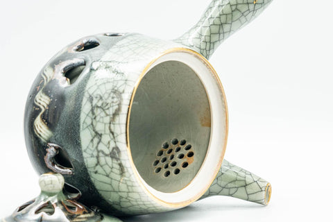 Japanese Tea Set - Obori Soma-yaki Double-walled Kyusu Teapot with 3 Yunomi Teacups - Tezumi