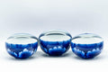 Japanese Tea Set - Blue Floral Debeso Dobin Teapot with 3 Lidded Yunomi Teacups - Tezumi