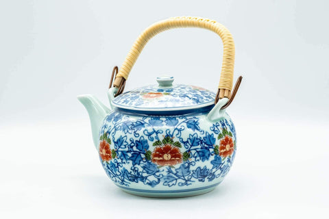 Japanese Dobin - Blue Floral Debeso Top-handled Teapot - 500ml - Tezumi