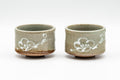 Japanese Teacups - Pair of Grey White Floral Guinomi - 55ml - Tezumi