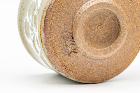 Japanese Teacups - Pair of Grey White Floral Guinomi - 55ml - Tezumi