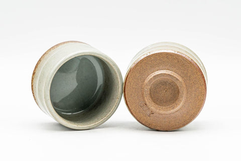 Japanese Teacups - Pair of Grey White Floral Guinomi - 55ml - Tezumi