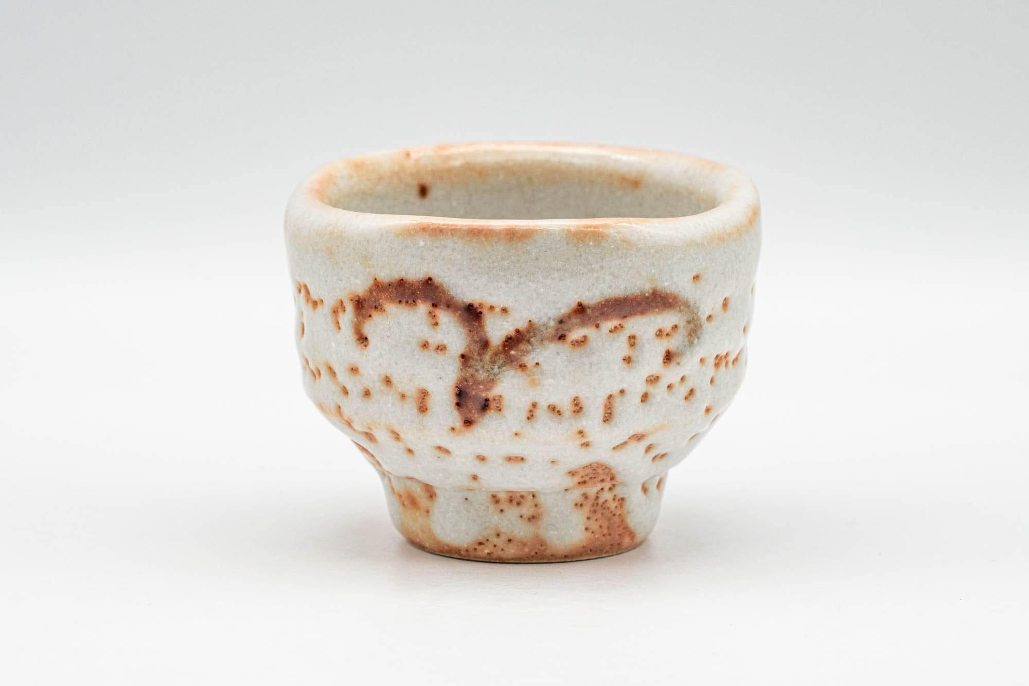 Japanese Teacups - Pair of White Orange Shino Glazed Guinomi - 80ml - Tezumi