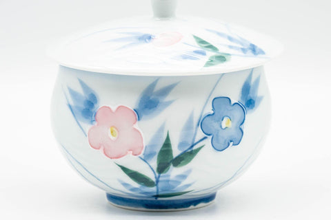 Japanese Teacup - Blue Pink Floral Arita-yaki Lidded Yunomi - 160ml - Tezumi