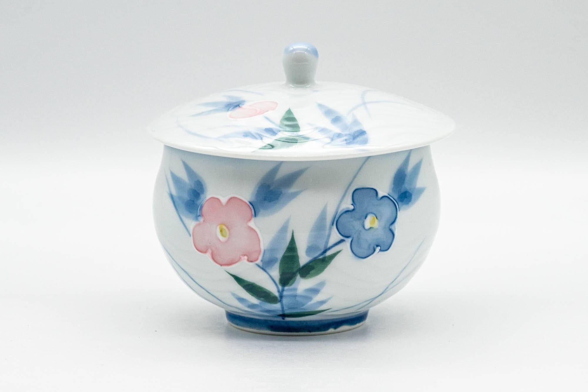 Japanese Teacup - Blue Pink Floral Arita-yaki Lidded Yunomi - 160ml - Tezumi
