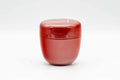 Tezumi — Japanese Natsume - Bamboo Red Lacquer Matcha Tea Caddy - 100ml — top-down view showing the interior