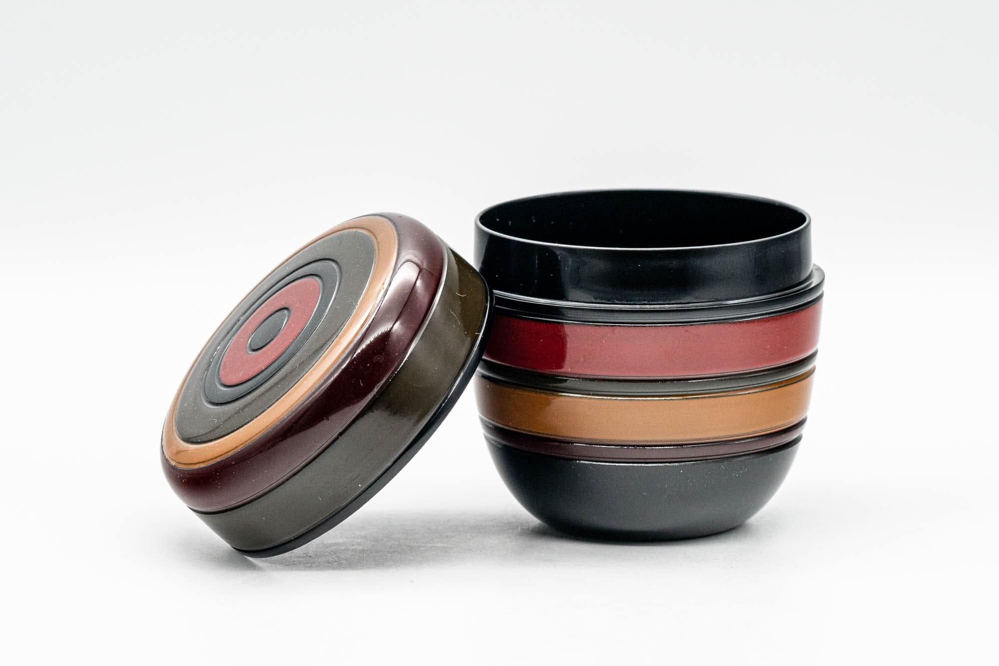 Japanese Natsume - Black, Red, Orange, and Green Striped Matcha Tea Caddy - 100ml - Tezumi