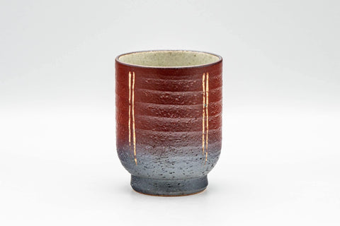 Tezumi — Japanese Teacup - Black, Red, and Beige Striped Yunomi - 160ml — front view