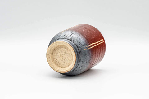 Tezumi — Japanese Teacup - Black, Red, and Beige Striped Yunomi - 160ml — top-down view of the interior