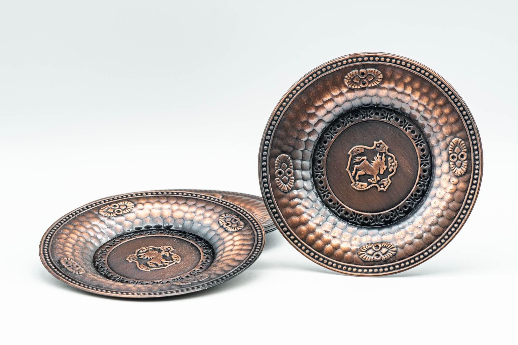 Japanese Chataku - Set of 5 Horse Emblemed Copper Tea Saucers - Tezumi