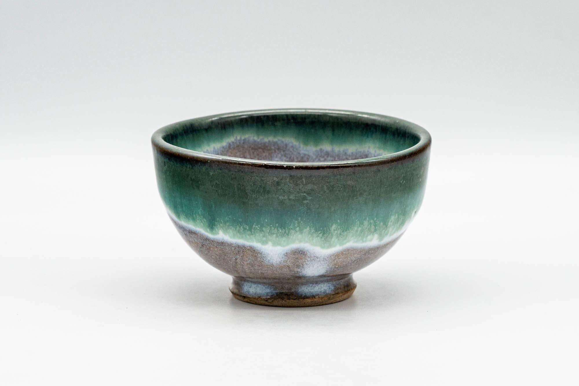 Japanese Teacup - Green Turquoise Drip-Glazed Yunomi - 90ml - Tezumi