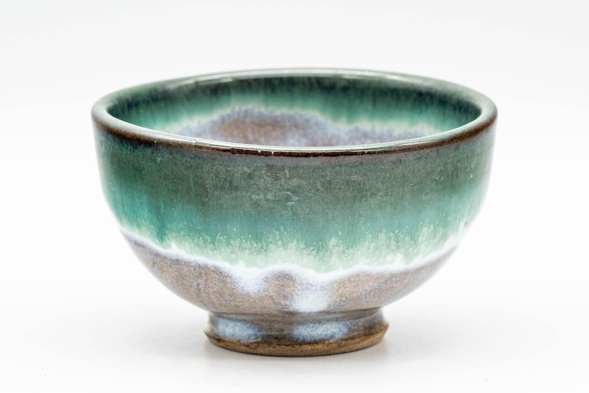 Japanese Teacup - Green Turquoise Drip-Glazed Yunomi - 90ml - Tezumi