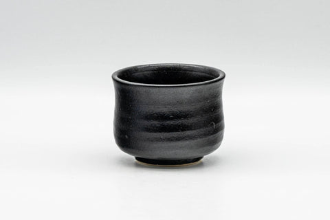 Tezumi — Japanese Teacup - Matte Black Glazed Geometric Motif Yunomi - 70ml — front view from another angle