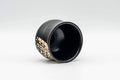Tezumi — Japanese Teacup - Matte Black Glazed Geometric Motif Yunomi - 70ml — three-quarter view