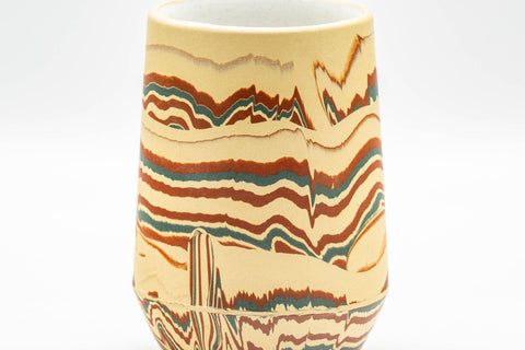 Japanese Teacup - Yellow, Red, and Green Nerikomi Yunomi - 220ml - Tezumi