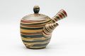 Japanese Kyusu - Nerikomi Tokoname-yaki Do-ake Teapot - 200ml - front view of the tall marbled nerikomi teapot